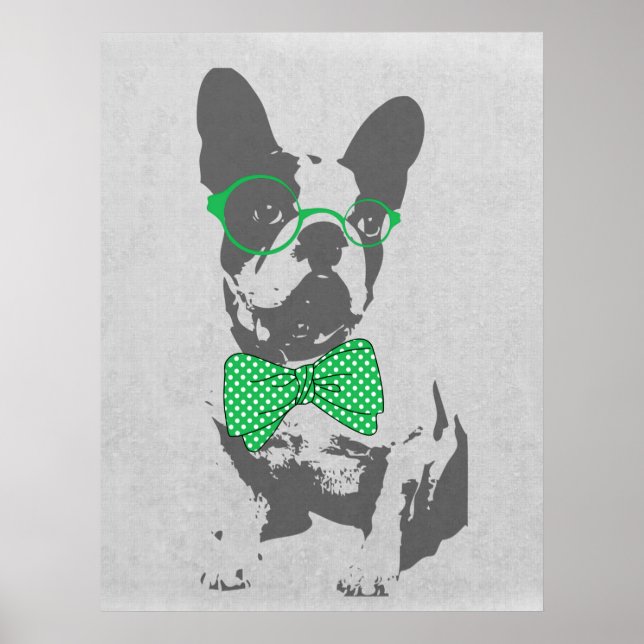Cute funny trendy vintage animal French bulldog Poster (Front)