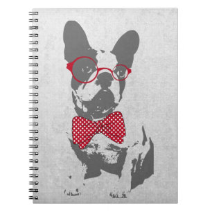 Cute funny trendy vintage animal French bulldog Spiral Notebook
