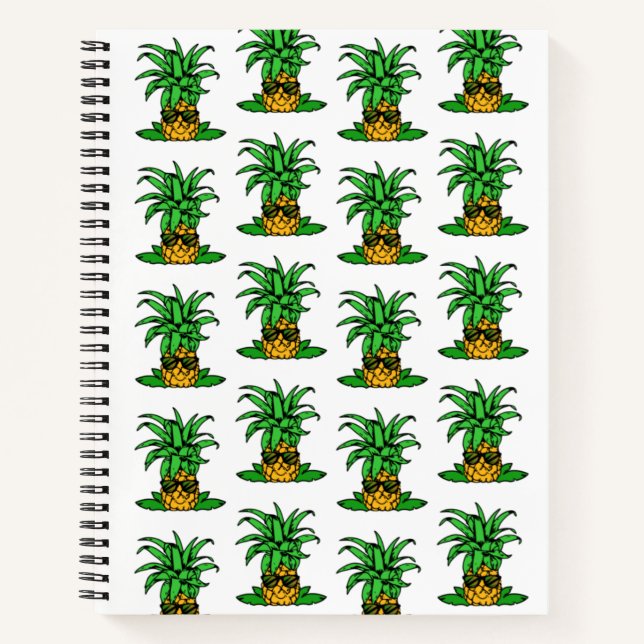 Cute Funny Tropical Sunglasses Pineapple Pattern Notebook (Front)