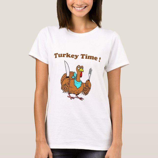 Cute Funny Turkey Thanksgiving T-Shirt (Front)