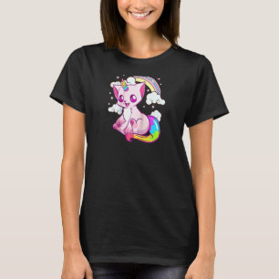 Cute & Funny Unicorn Cat Rainbow Kitty Unicorn Rag T-Shirt