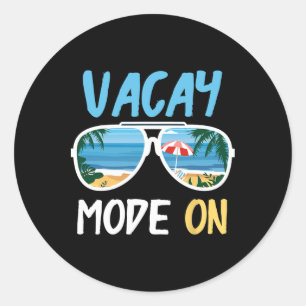 Cute Funny Vacay Mode On Summer Family Vacation Classic Round Sticker