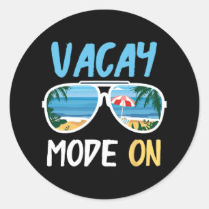 Cute Funny Vacay Mode On Summer Family Vacation  Classic Round Sticker