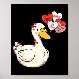 Cute Funny Valentine Silly Gooses Duck Love Matchi Poster