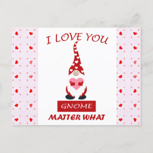Cute Funny Valentines Day Gnome Hearts Postcard