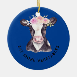 Cute Funny Vegetarian Vegan Animal Lover Flower Ceramic Tree Decoration