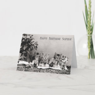 Cute Funny Vintage Cat Birthday Party Picnic Card