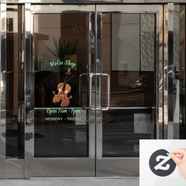 Cute funny violin musical cartoon character (Office Door)