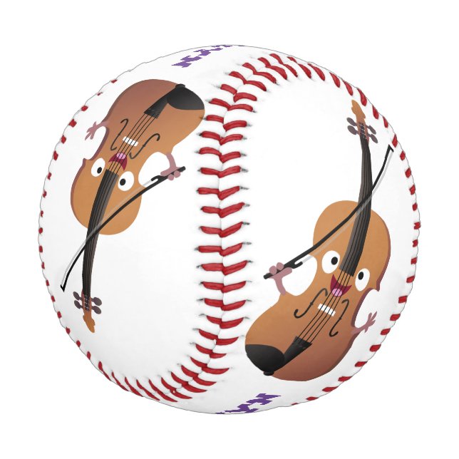 Cute funny violin musical cartoon character baseball (Angled)