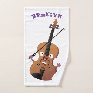 Cute funny violin musical cartoon character bath towel set