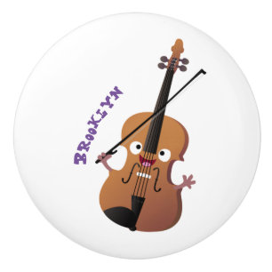 Cute funny violin musical cartoon character ceramic knob