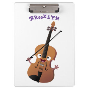 Cute funny violin musical cartoon character clipboard