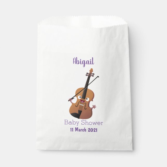 Cute funny violin musical cartoon character favour bags (Front)