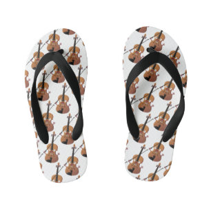 Cute funny violin musical cartoon character  kid's jandals