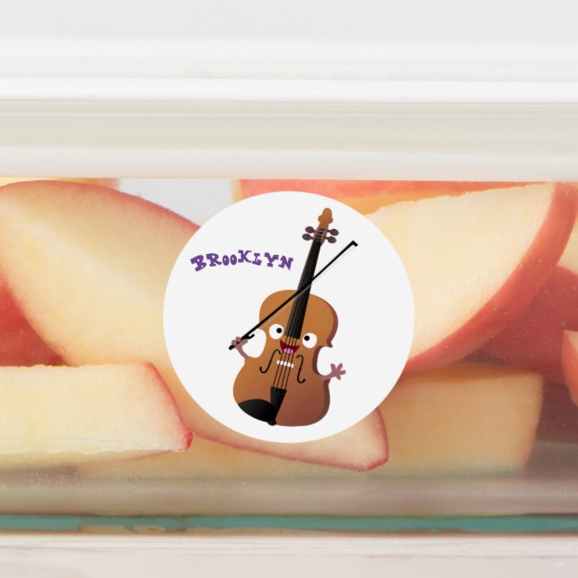 Cute funny violin musical cartoon character labels (Affixed)