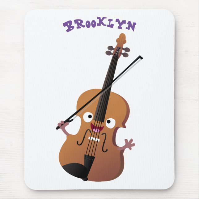 Cute funny violin musical cartoon character mouse pad (Front)