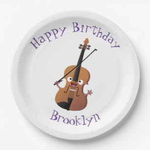 Cute funny violin musical cartoon character paper plate