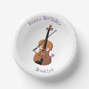 Cute funny violin musical cartoon character paper plate