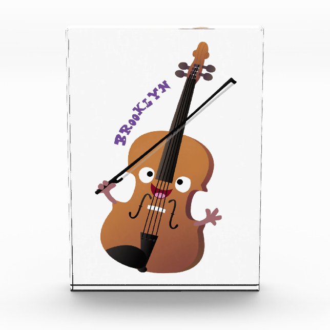Cute funny violin musical cartoon character photo block (Front)