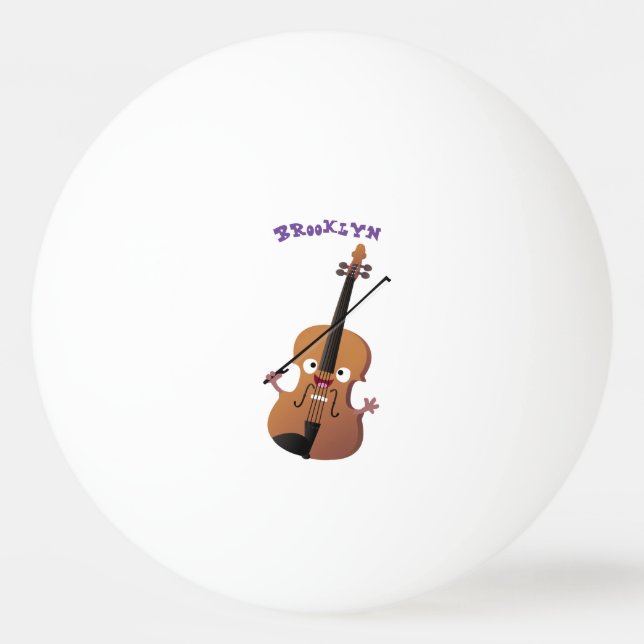 Cute funny violin musical cartoon character ping pong ball (Front)