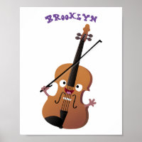 Cute funny violin musical cartoon character