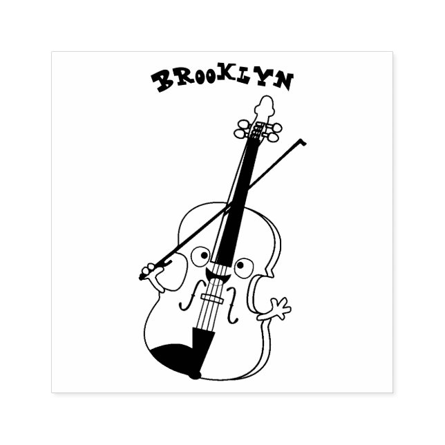 Cute funny violin musical cartoon character rubber stamp (Imprint)