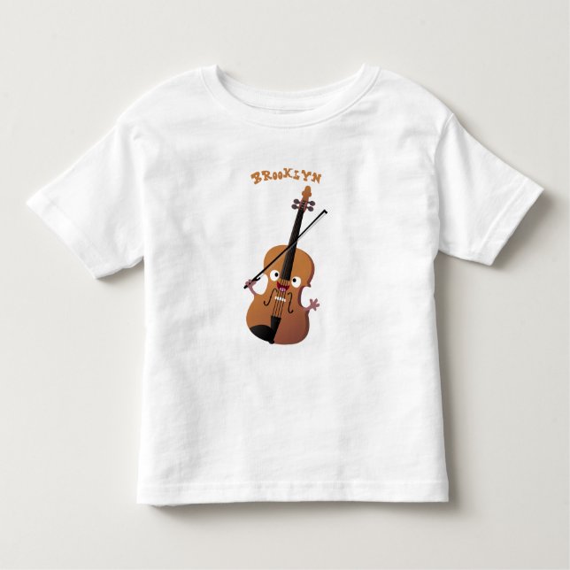 Cute funny violin musical cartoon character toddler T-Shirt (Front)