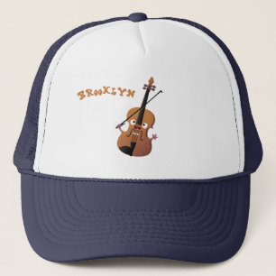 Cute funny violin musical cartoon character trucke trucker hat