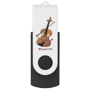 Cute funny violin musical cartoon character  USB flash drive