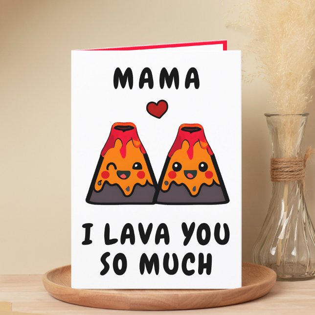 Cute Funny Volcano Lava Mum Mother Happy Birthday Thank You Card (cute, funny volcano lava I love you happy birthday card for mother / father)