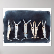 Cute funny watercolor hares abstract design