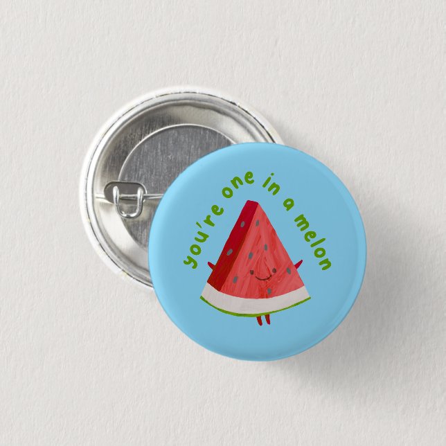 Cute Funny Watermelon Pun One in a Melon 3 Cm Round Badge (Front & Back)