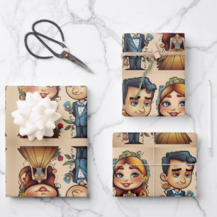 Cute Funny Wedding Couple  Wrapping Paper Sheet
