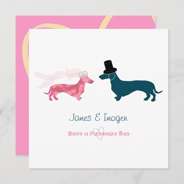 Cute Funny Wedding Dachshund Congratulations Card (Front/Back)