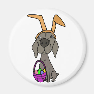 Cute Funny Weimaraner with Bunny Ears Magnet