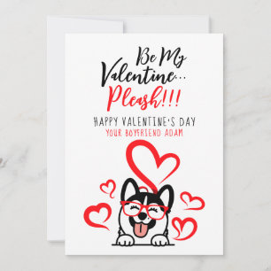 Cute Funny White & Red Heart Husky Joke Dog Lover Holiday Card