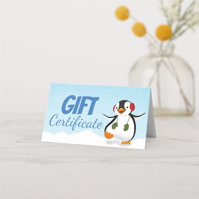 Cute Funny Winter Penguin Gift Card (Front)