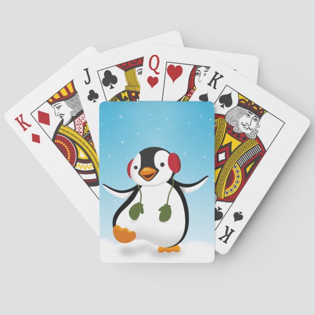 Cute Funny Winter Penguin Playing Cards (Back)