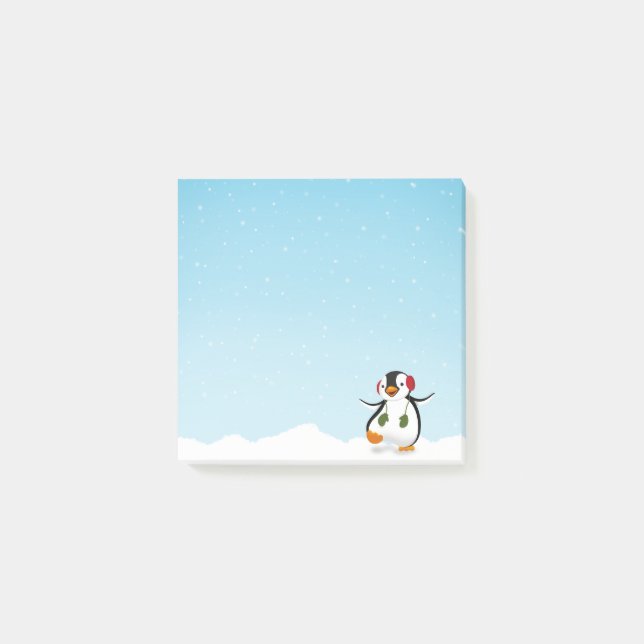 Cute Funny Winter Penguin Post-it Notes (Front)