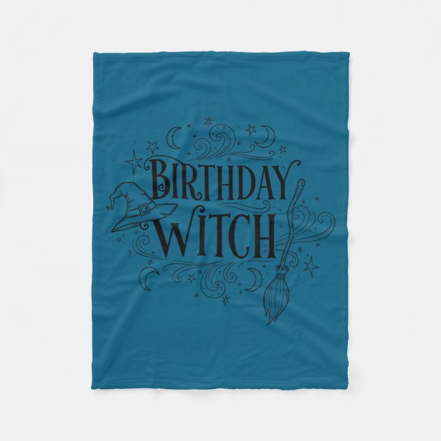 Cute Funny Witch Witchy Birthday Witches Happy Wom Fleece Blanket (Front)