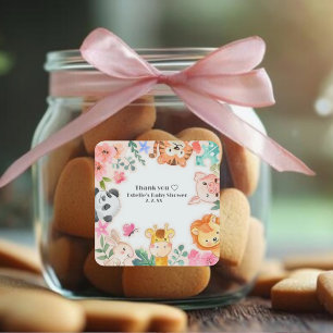 Cute Funny woodland Animals Baby Shower Square Sticker
