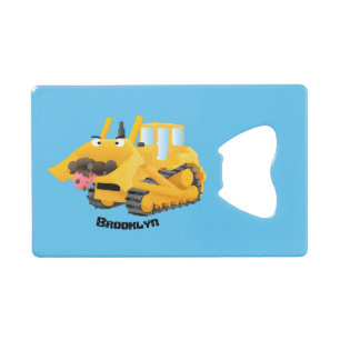 Cute funny yellow bulldozer cartoon character