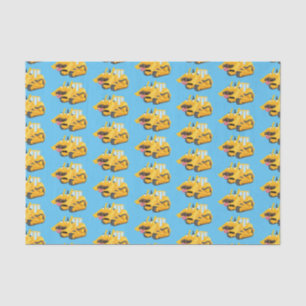 Cute funny yellow bulldozer cartoon character tissue paper