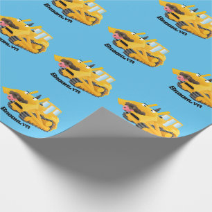 Cute funny yellow bulldozer cartoon character wrapping paper