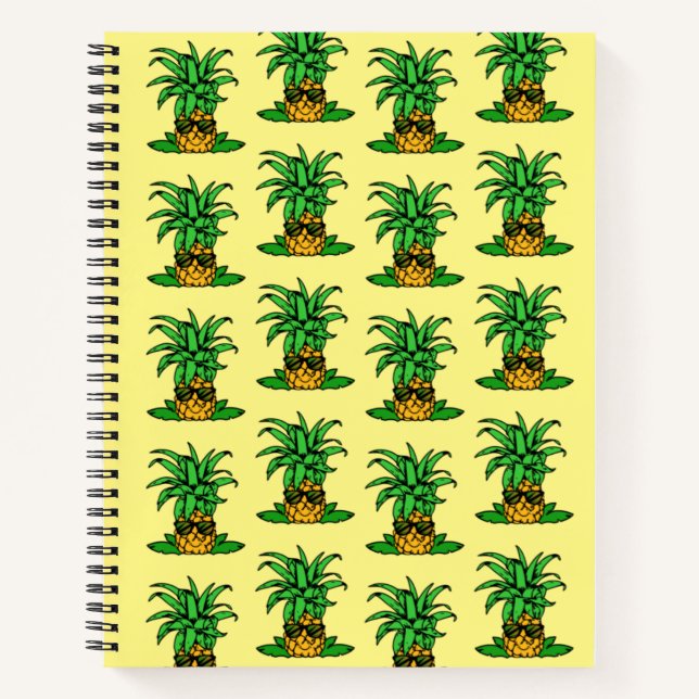 Cute Funny Yellow Sunglasses Pineapple Pattern Notebook (Front)