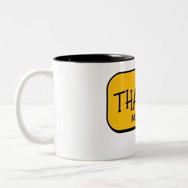 Cute Funny Yellow Thank You Mug (Left)