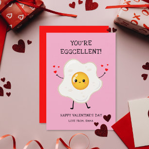 Cute Funny You're Eggcellent Happy Valentine's Day Holiday Card