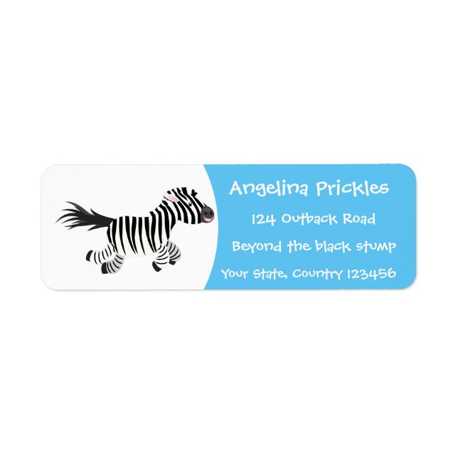 Cute funny zebra running cartoon illustration (Front)