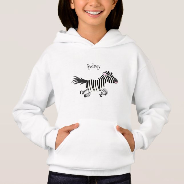 Cute funny zebra running cartoon illustration (Front)