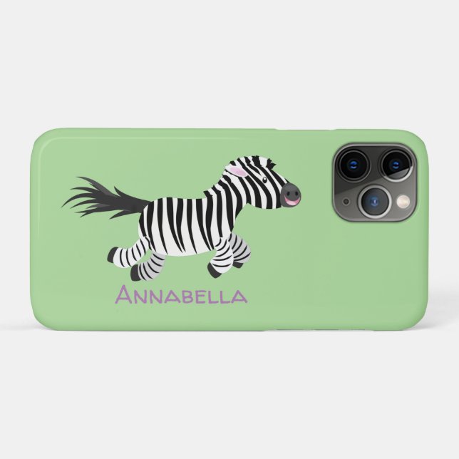 Cute funny zebra running cartoon illustration Case-Mate iPhone case (Back (Horizontal))